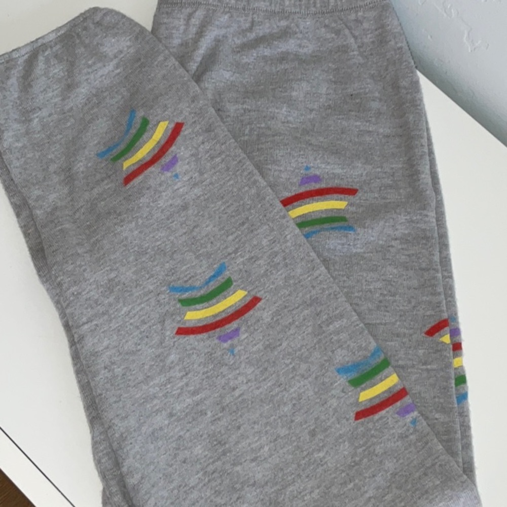 NWT Girls Lauren Moshi Grey Rainbow Stars Loungewear Sweat Pants, Size 12 - Picture 6 of 9